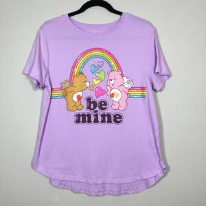 Lilac “Be Mine” Care Bears tee with rainbow Lovealot bear Tenderheart XL (15-17)